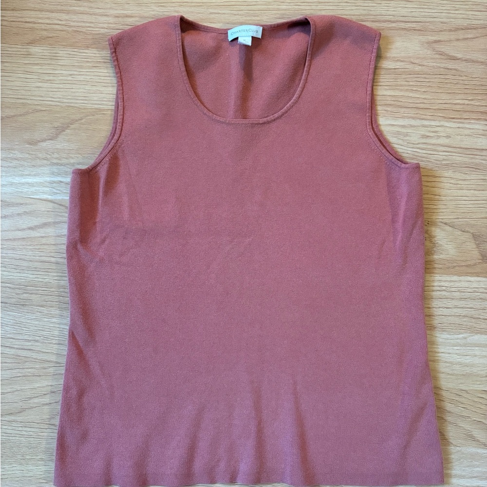 CHARTER CLUB Terra Cotta Pink Sleeveless Top - Silk and Cotton blend
